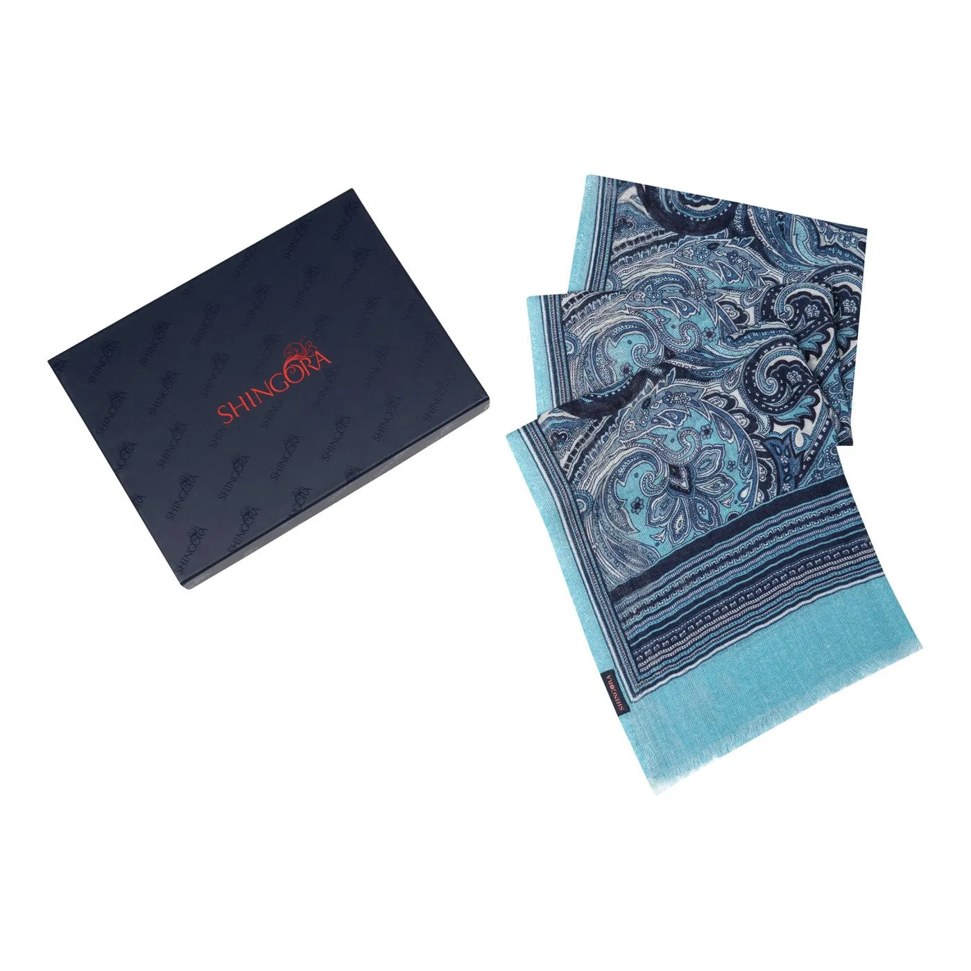 Blue Printed Woolen Muffler