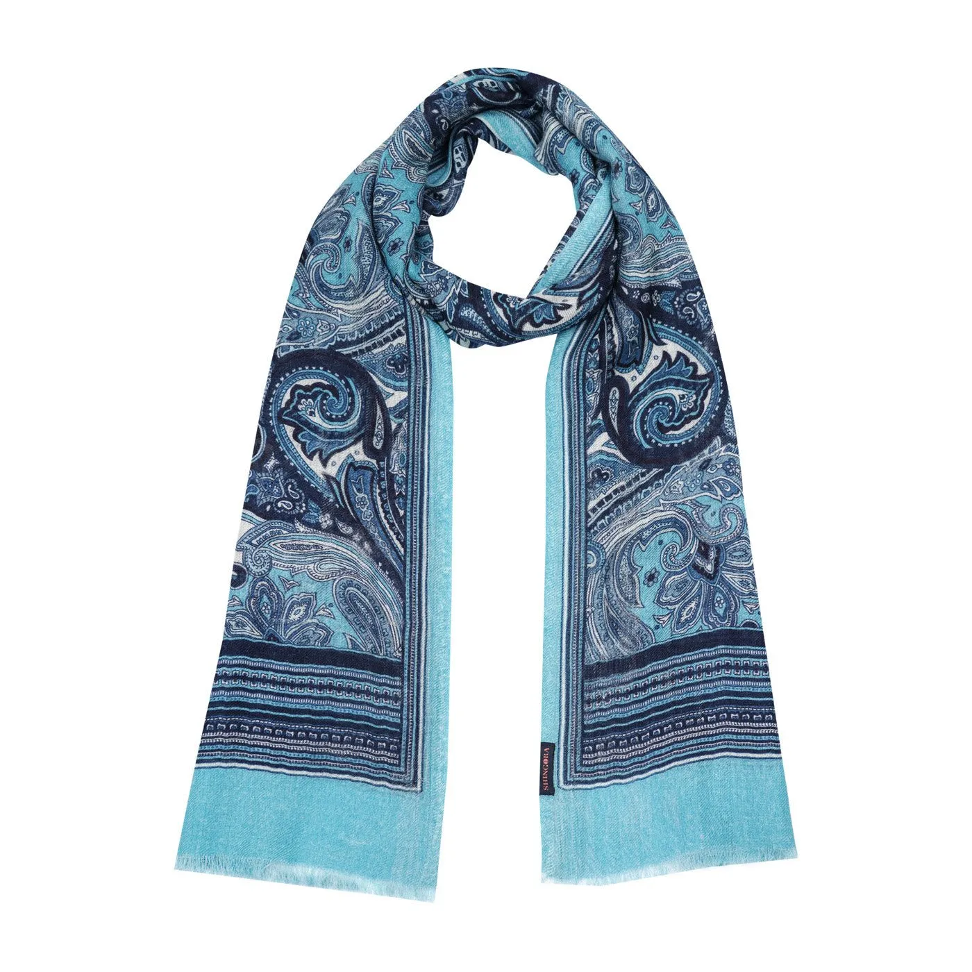 Blue Printed Woolen Muffler