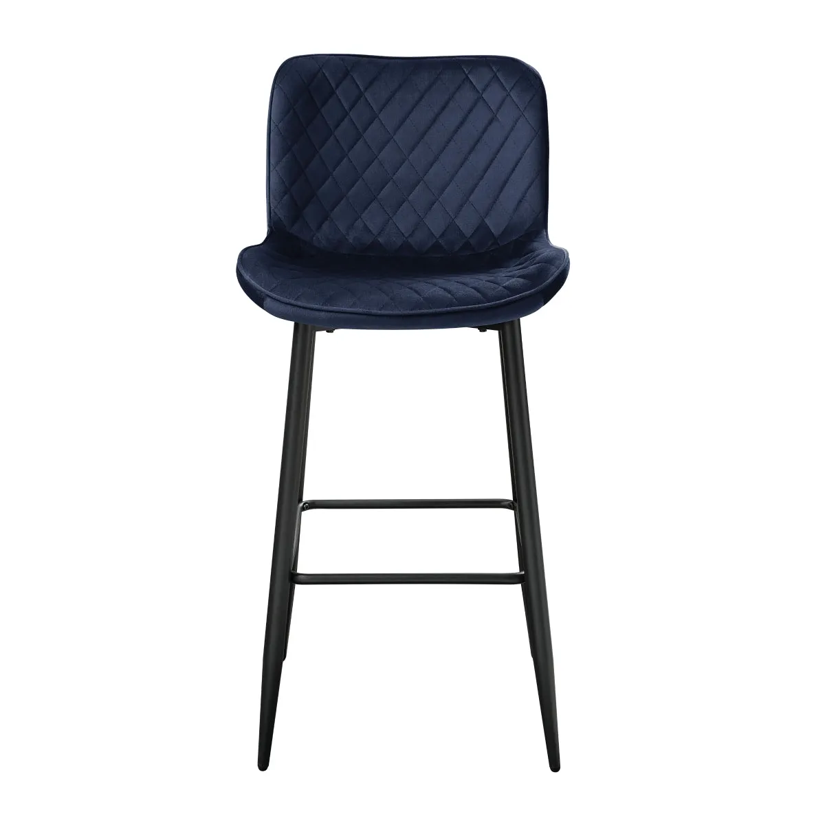 Blue Velvet Quilted Bar Height Chair - Set of 2