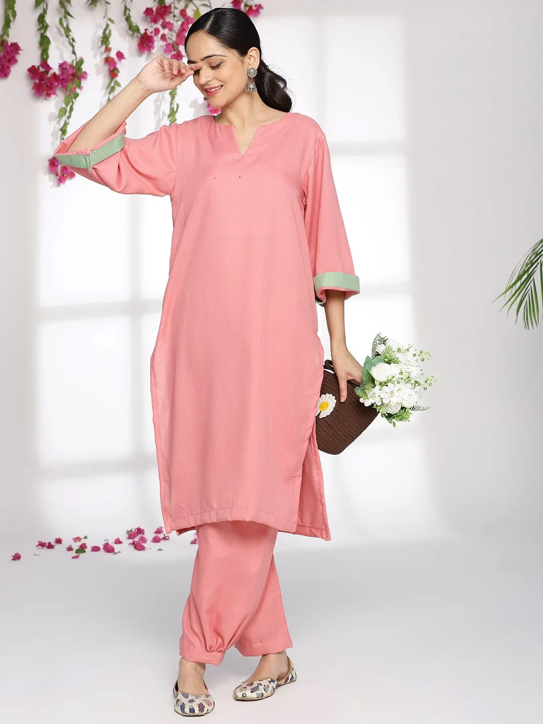 Blush CottonSlub LongKurta