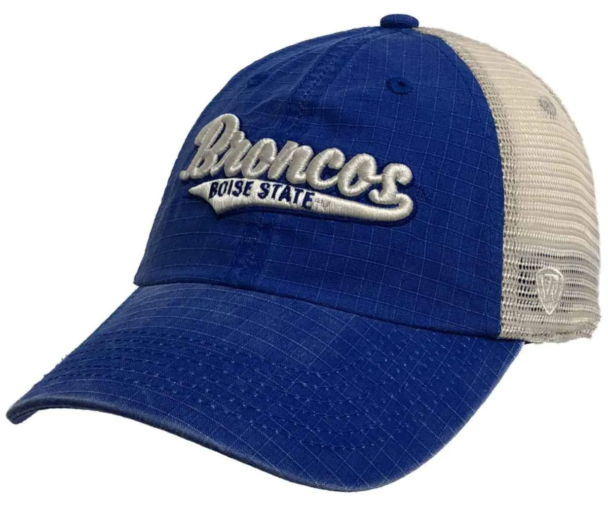 Boise State Broncos TOW Blue "Raggs" Mesh Script Logo Snapback Slouch Hat Cap