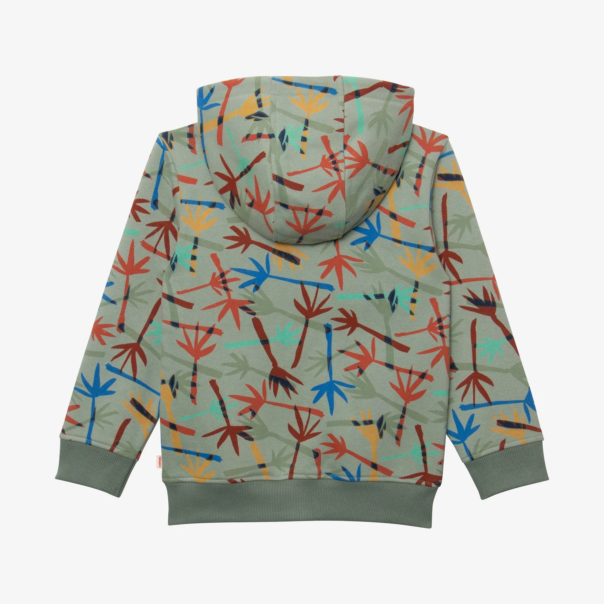 Boys' camo green palm leaf print cardigan