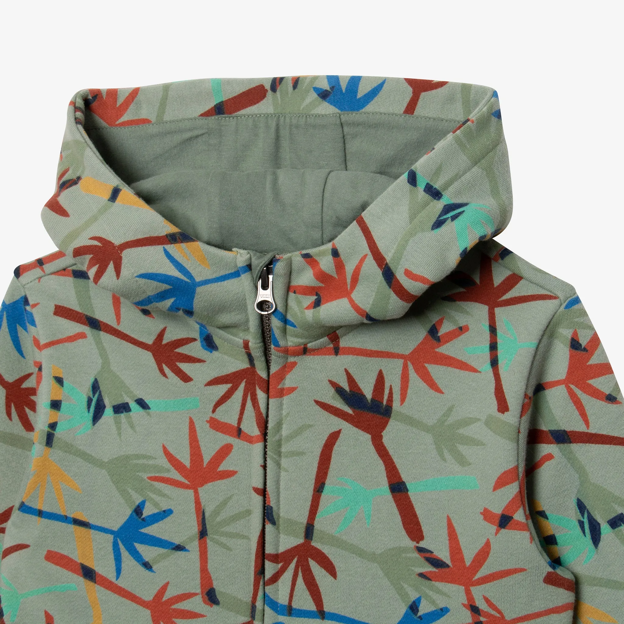 Boys' camo green palm leaf print cardigan