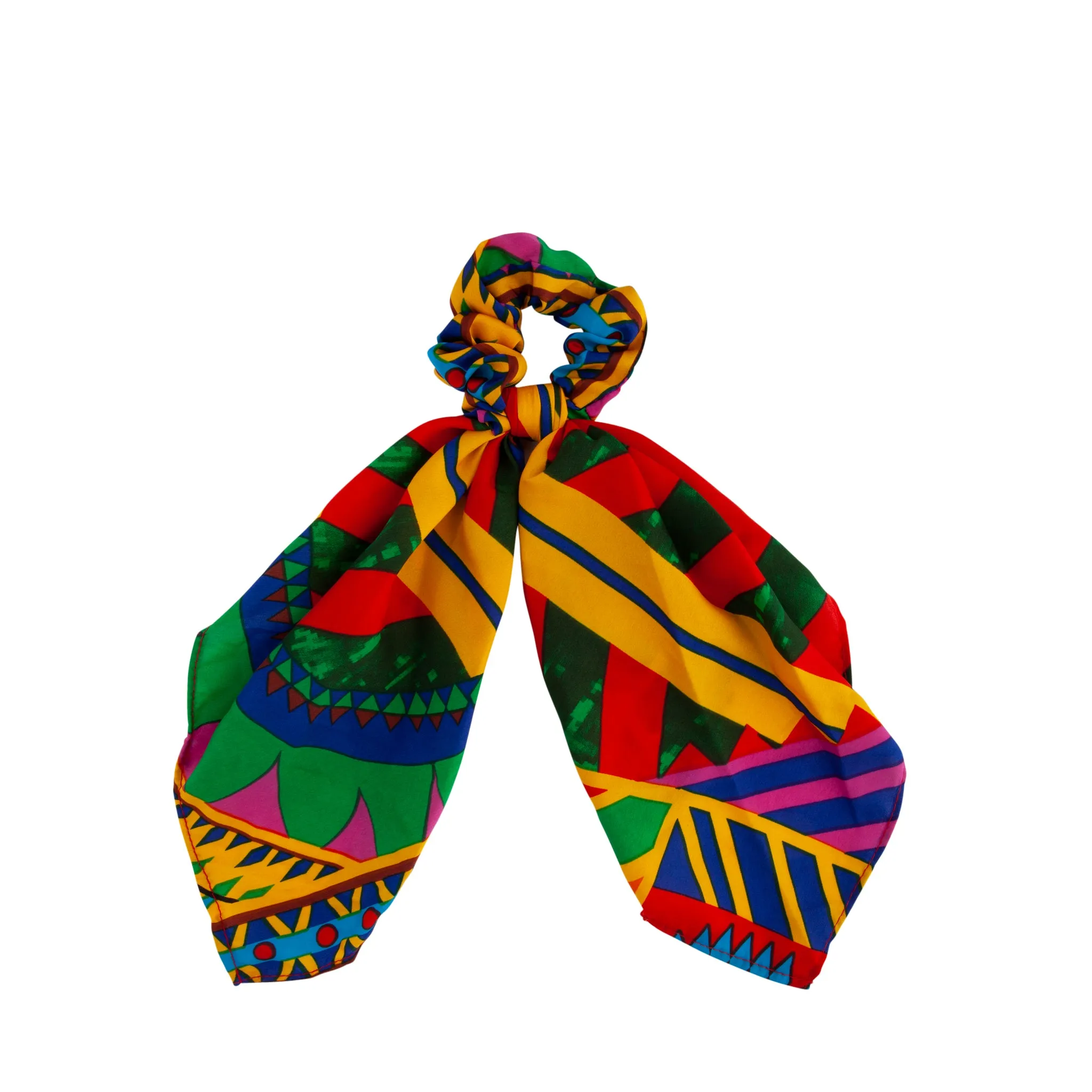 Bright Geometric Print Scarf Scrunchie