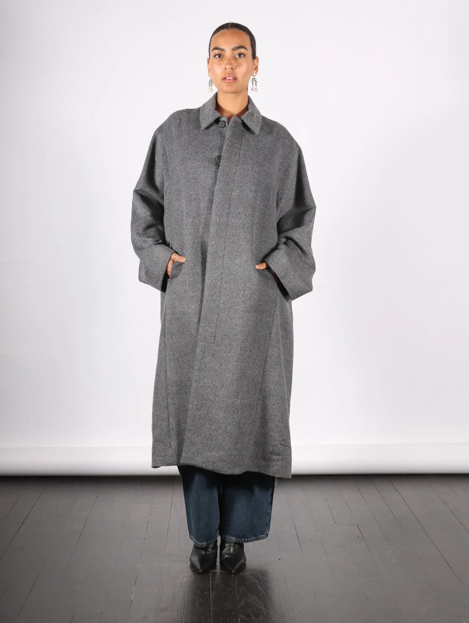 Brushed Car Coat in Charcoal by Lauren Manoogian