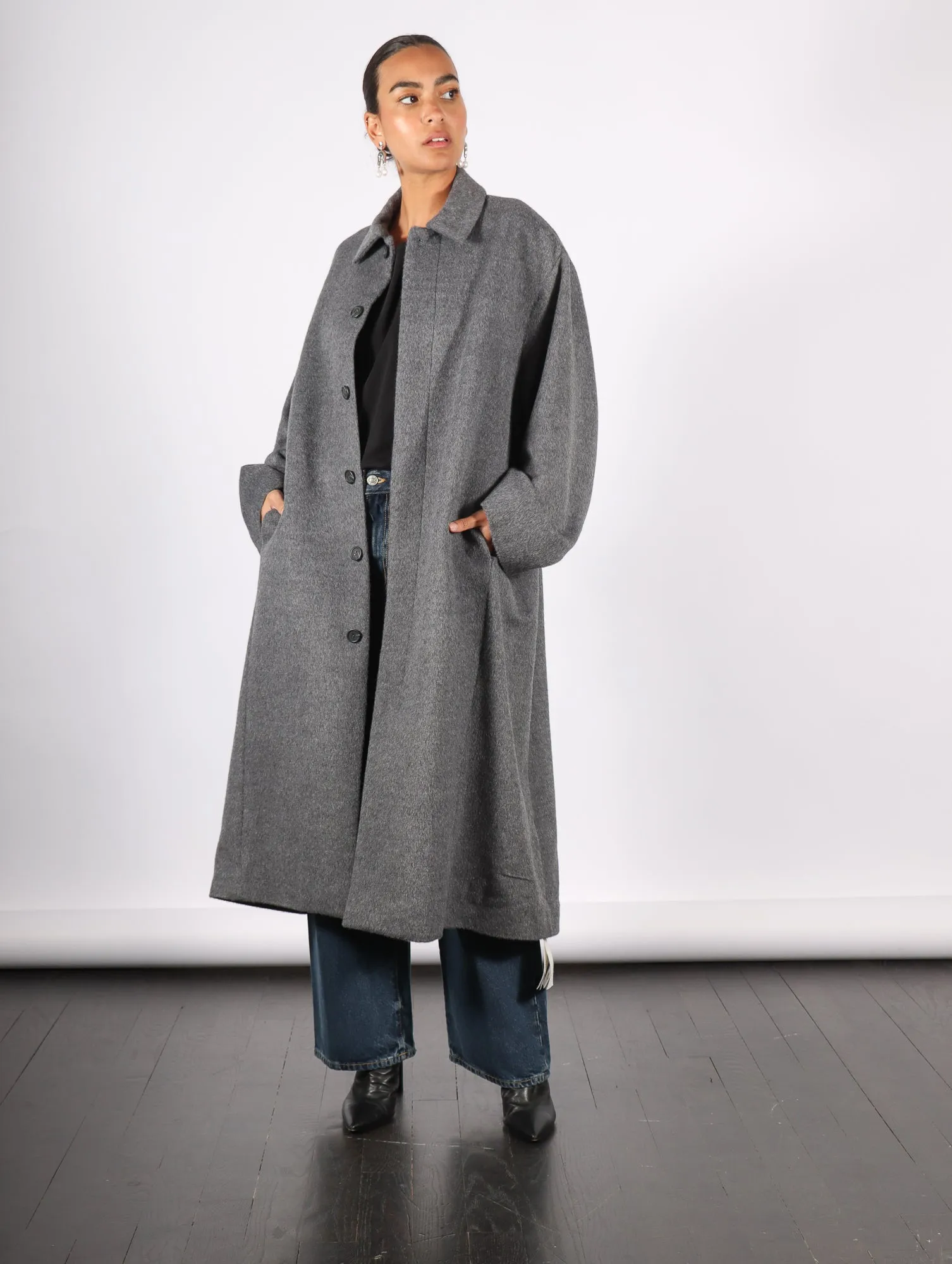 Brushed Car Coat in Charcoal by Lauren Manoogian