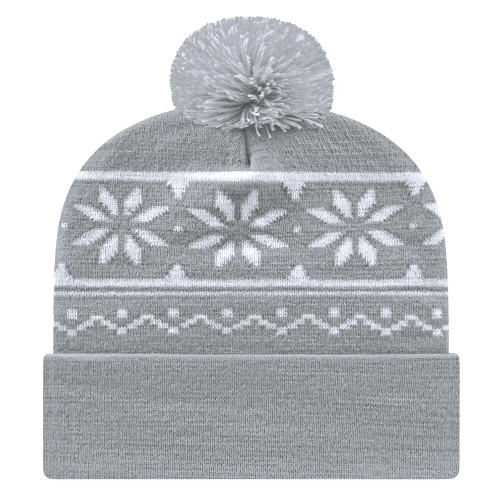 Cap America RKF12 Snowflake Knit Cap with Cuff