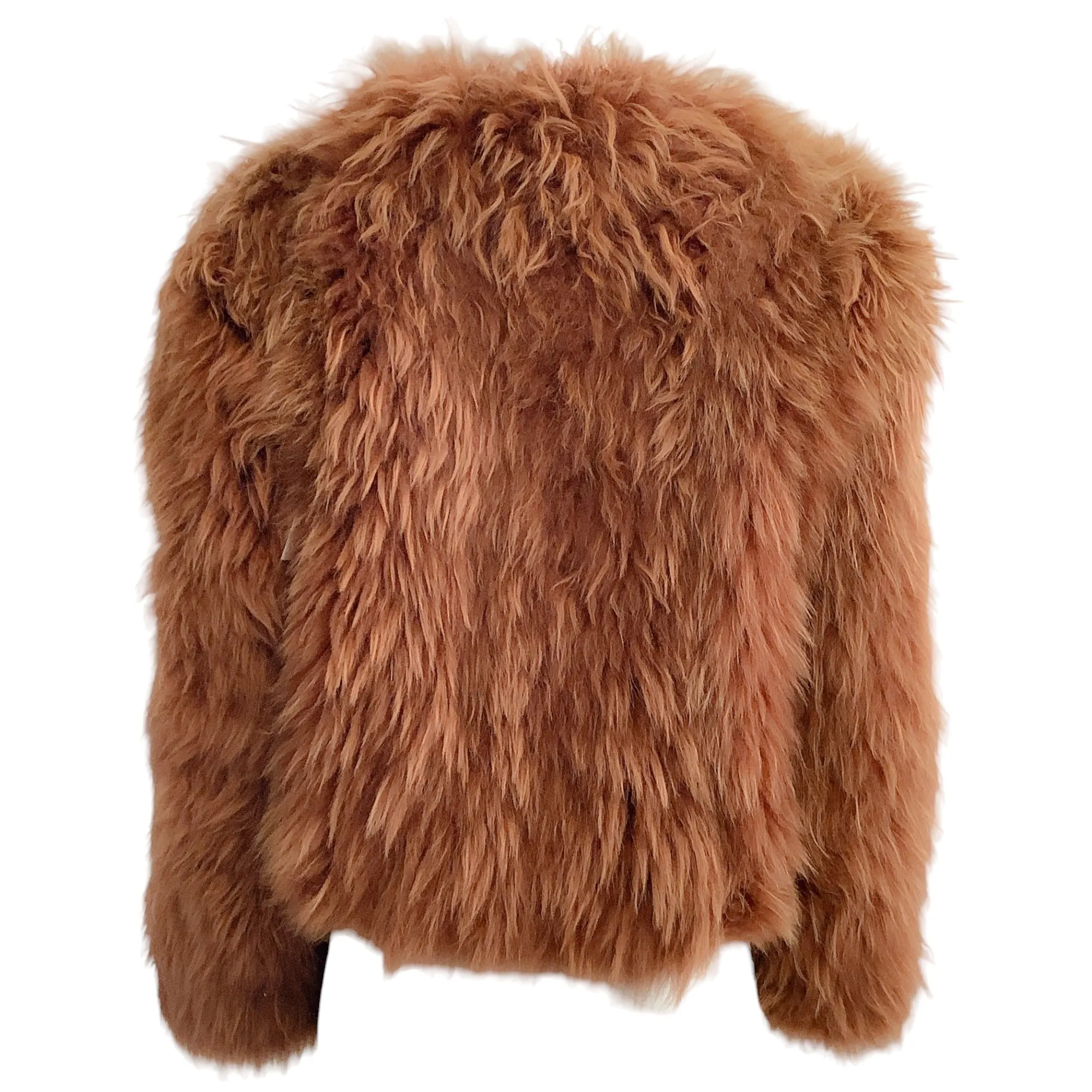 Celine Rust Long Hair Shearling Jacket