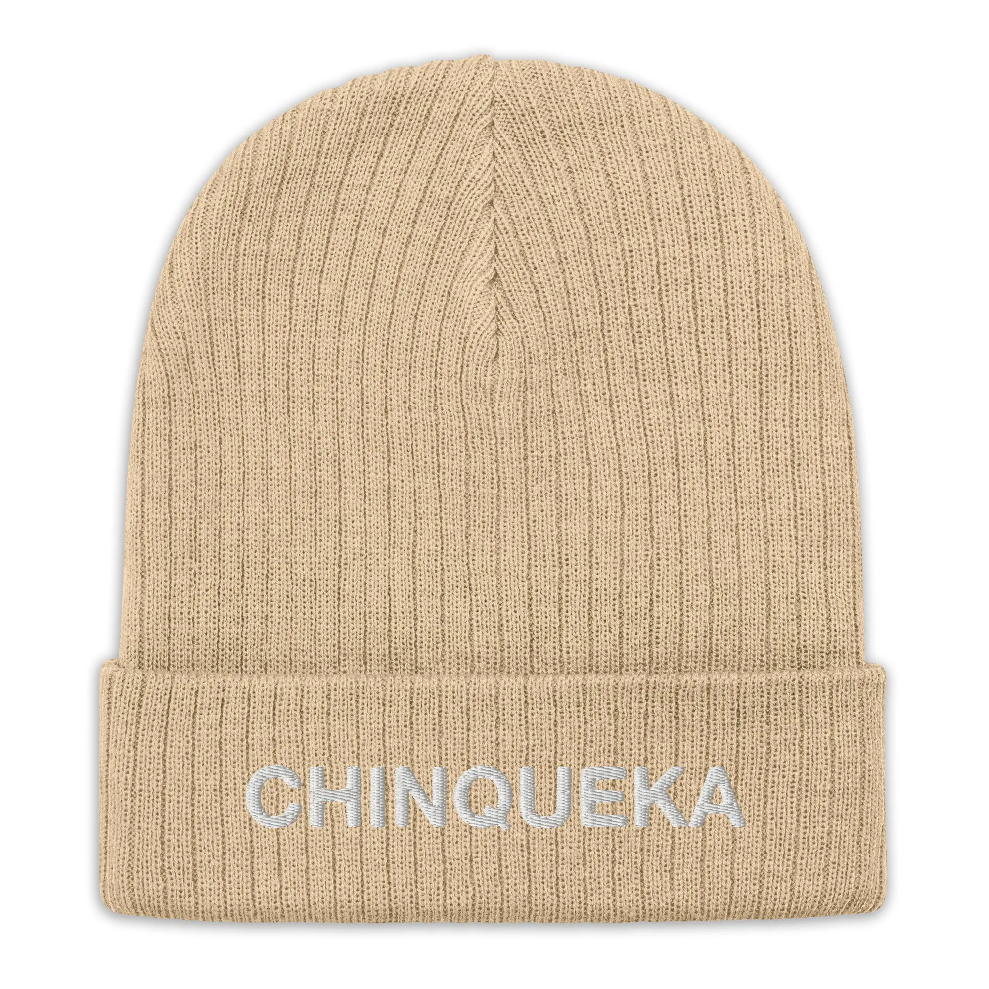 Chinqueka Embroidered Ribbed Knit Beanie