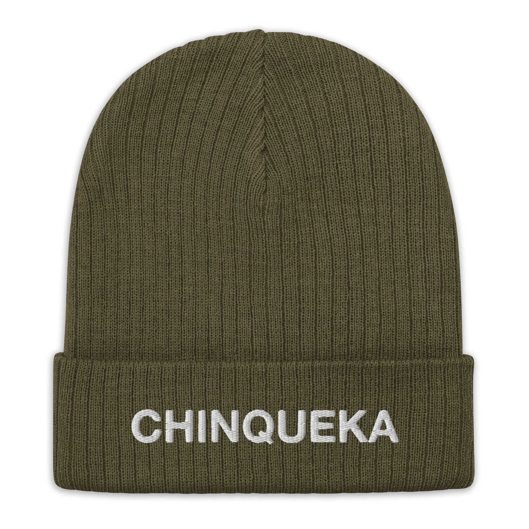 Chinqueka Embroidered Ribbed Knit Beanie