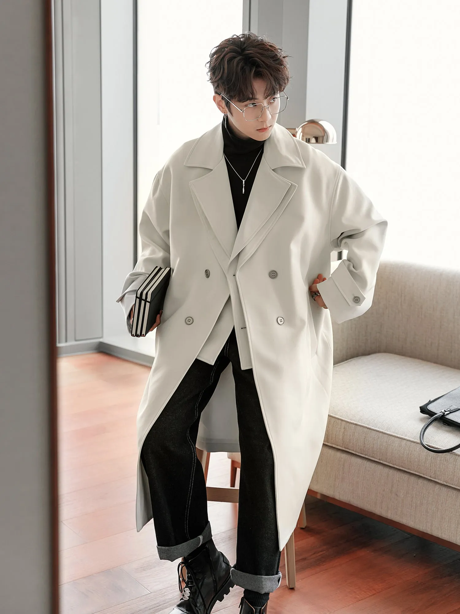 Chuan  Layered Lapel Breasted Trench Coat