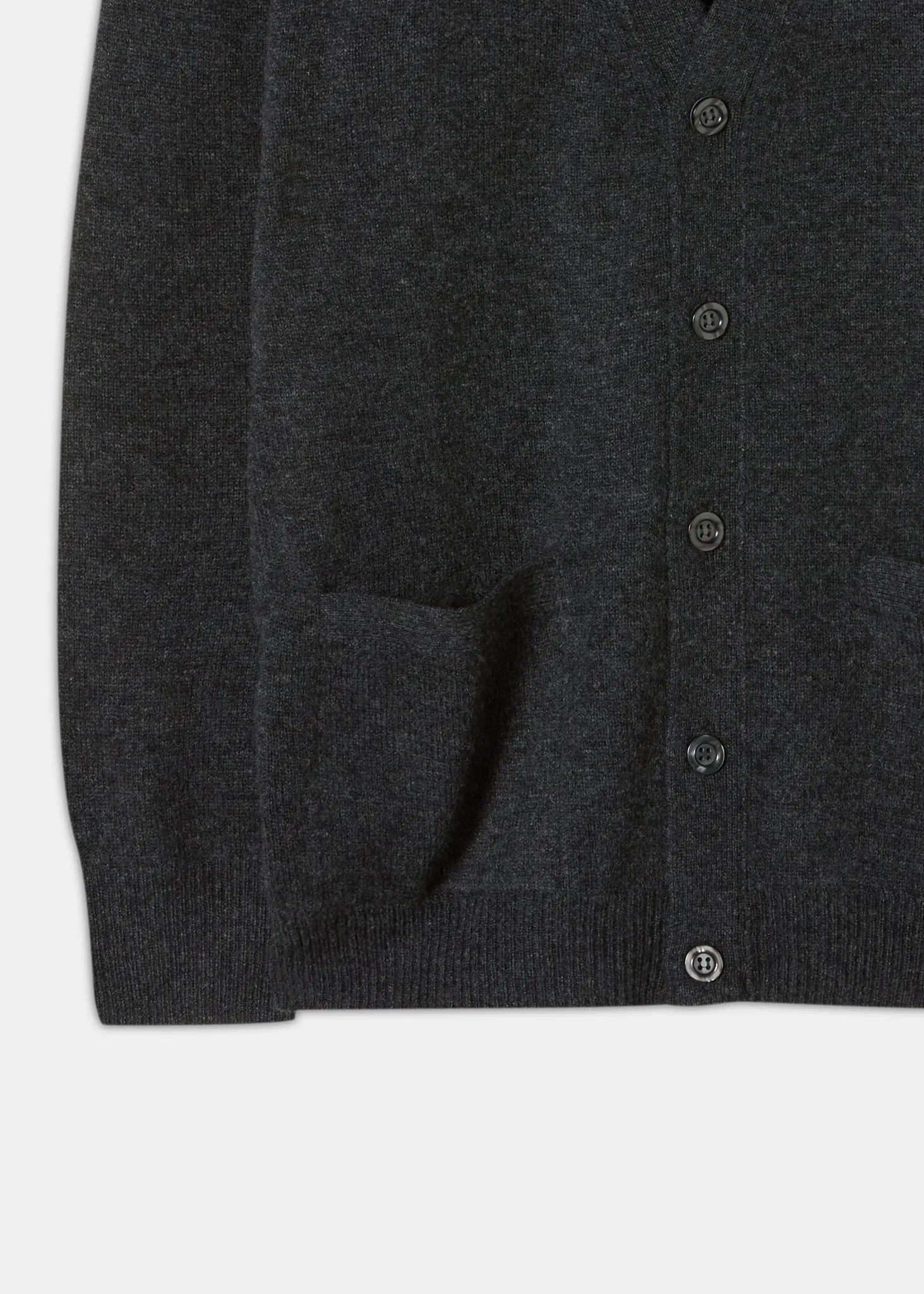 Cornwall Lambswool Cardigan in Charcoal - Classic Fit