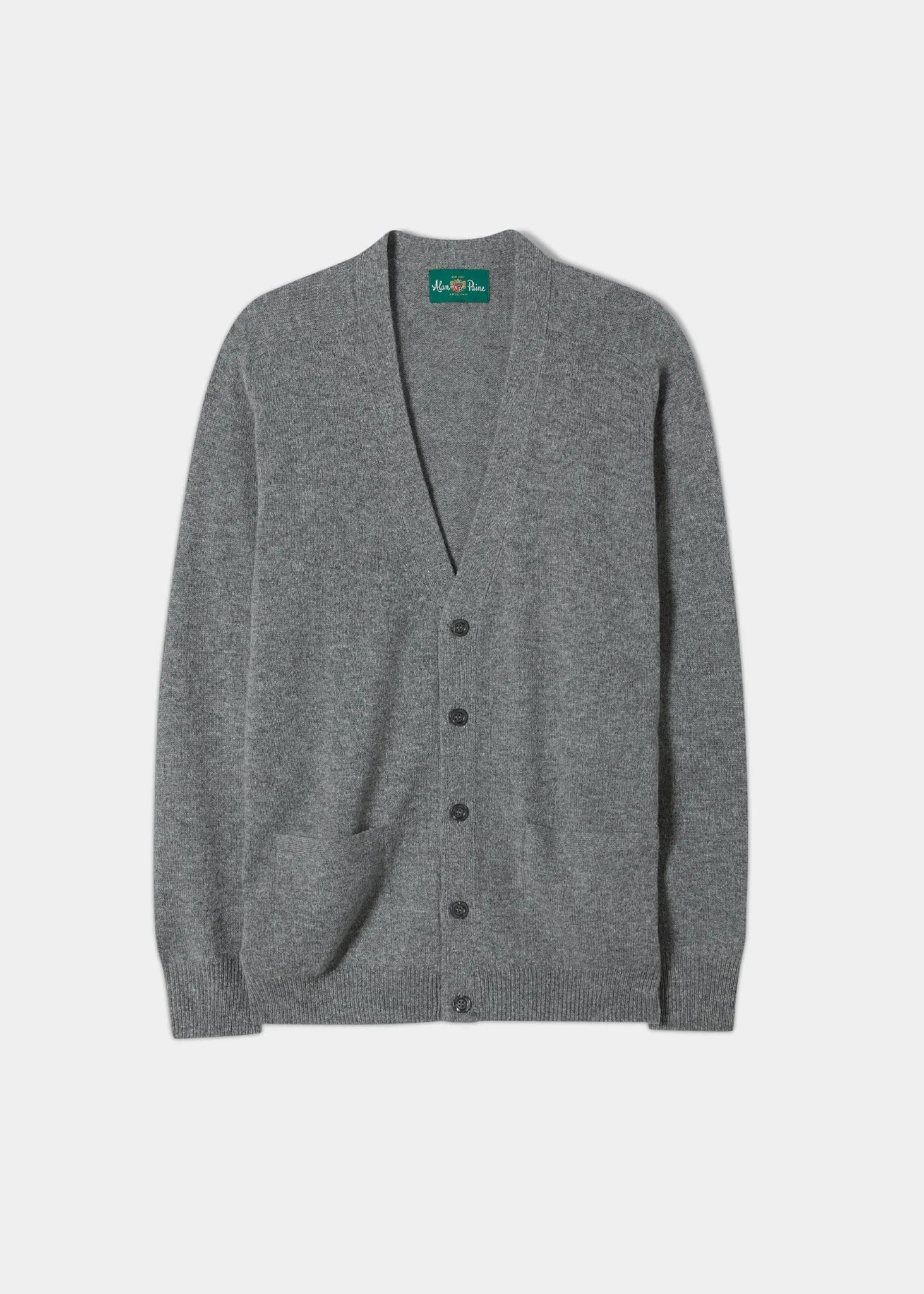 Cornwall Lambswool Cardigan in Grey Mix - Classic Fit