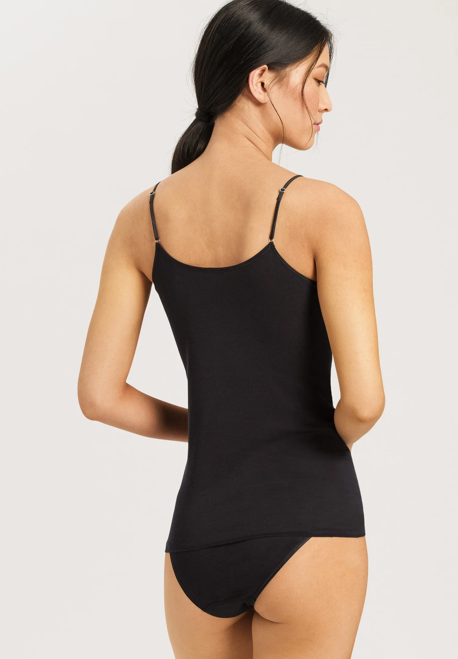 Cotton Seamless Cotton Round Neck Camisole | Black 71600-019