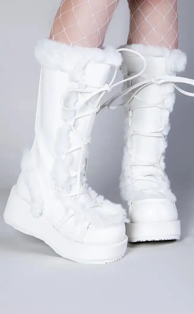 CUBBY-311 White Vegan Suede Boots