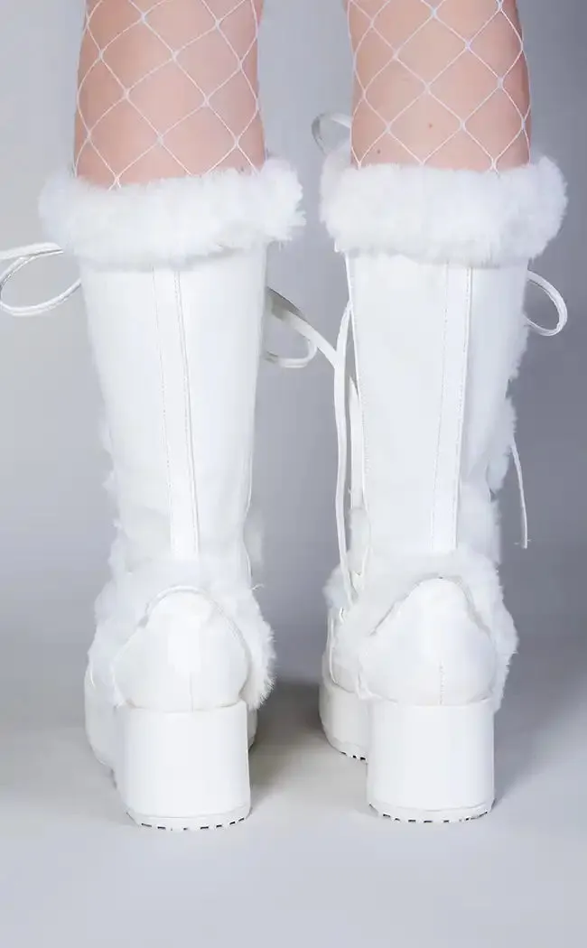 CUBBY-311 White Vegan Suede Boots