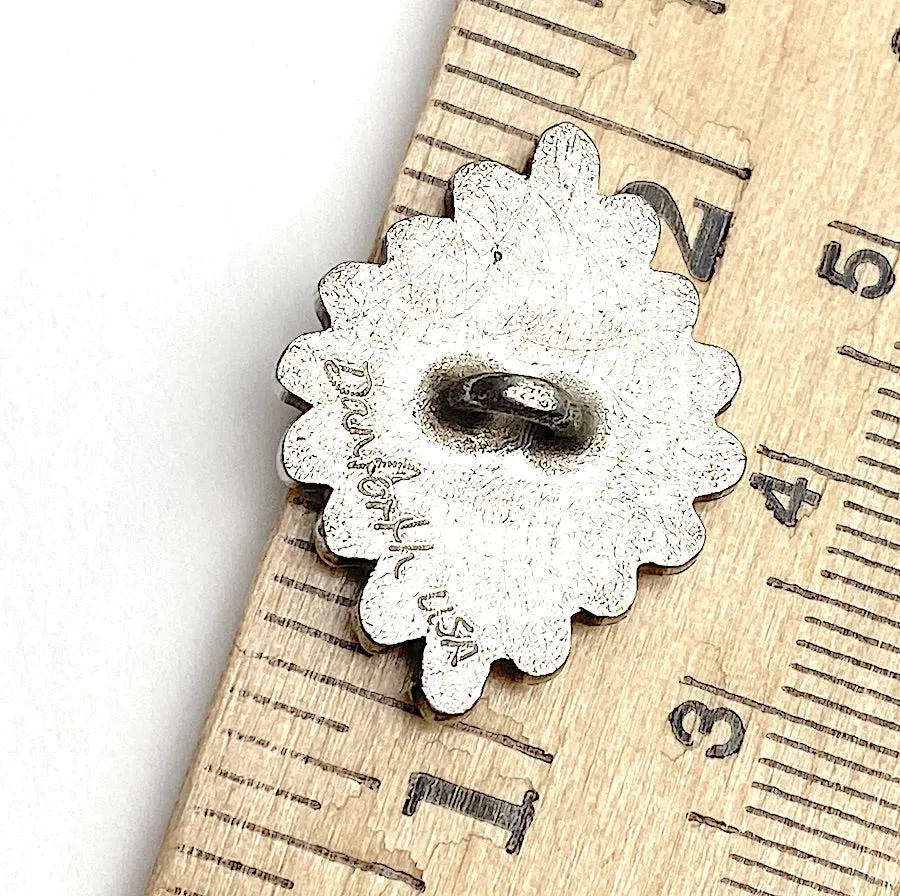 Danforth Pewter Diamond-Shape Concho Button, 1" / 25mm Shank Back # FJ-91