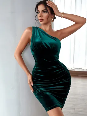 Dark Green Vevelt Bodycon Party Dress