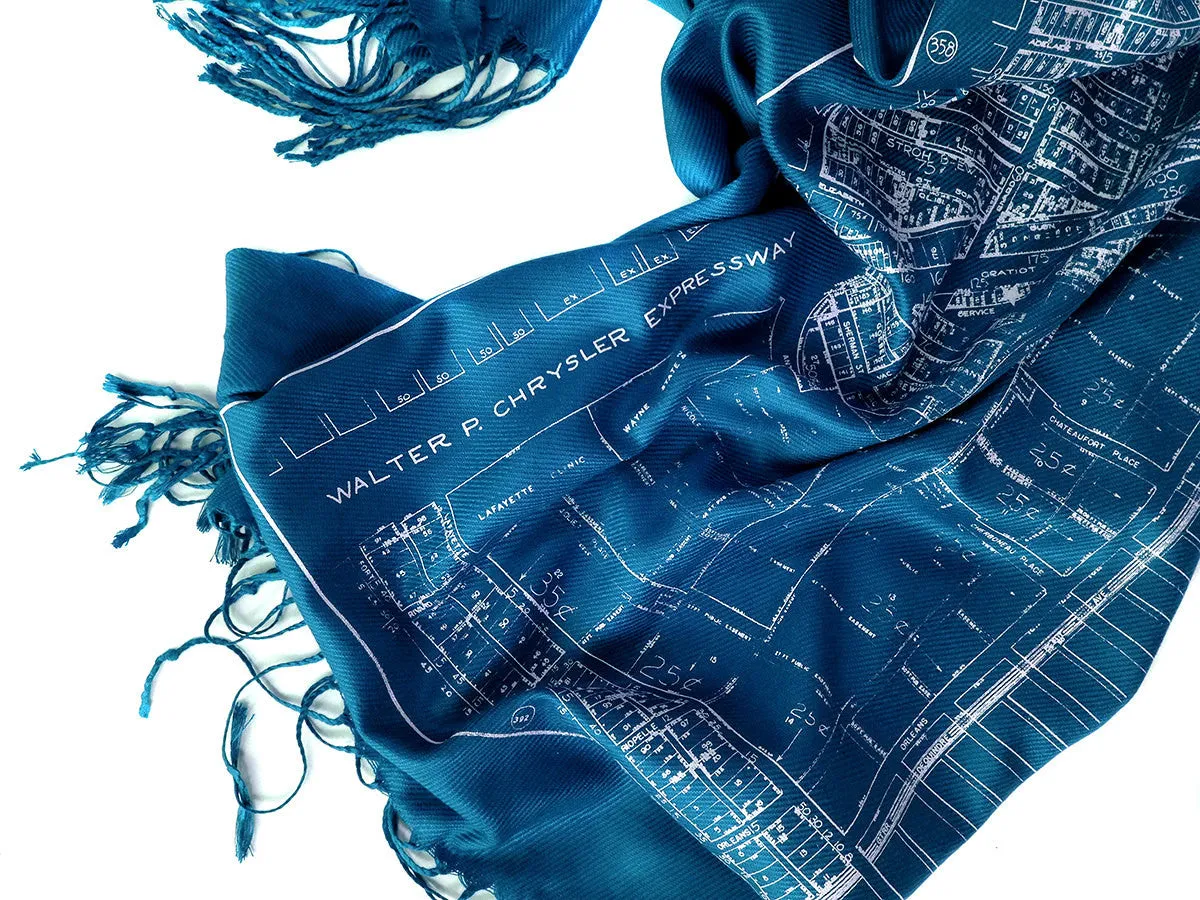 Detroit Map Pashmina, Historic Eastern Market Scarf