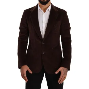 Dolce & Gabbana Elegant Brown Corduroy Slim Fit Blazer