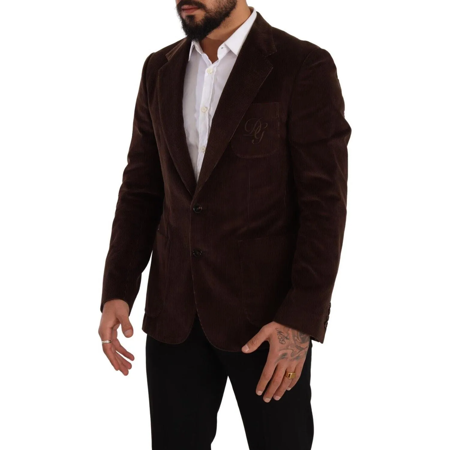 Dolce & Gabbana Elegant Brown Corduroy Slim Fit Blazer