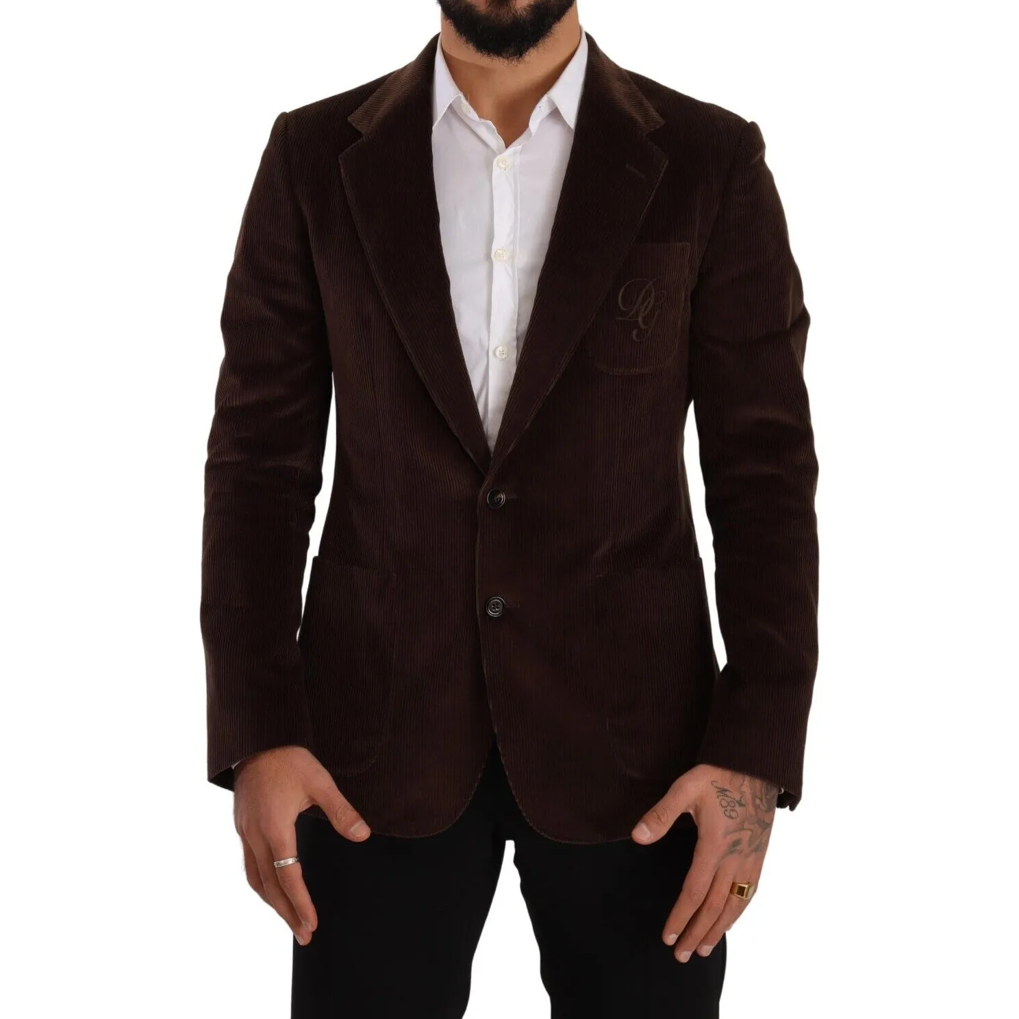 Dolce & Gabbana Elegant Brown Corduroy Slim Fit Blazer