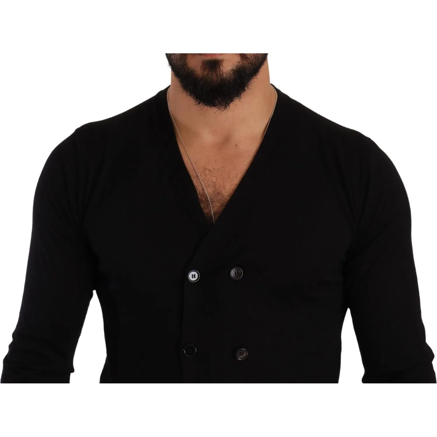 Dolce & Gabbana Elegant V-Neck Black Cashmere Cardigan