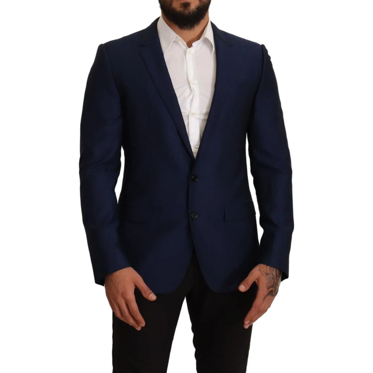 Dolce & Gabbana Navy Blue Virgin Wool Martini Blazer