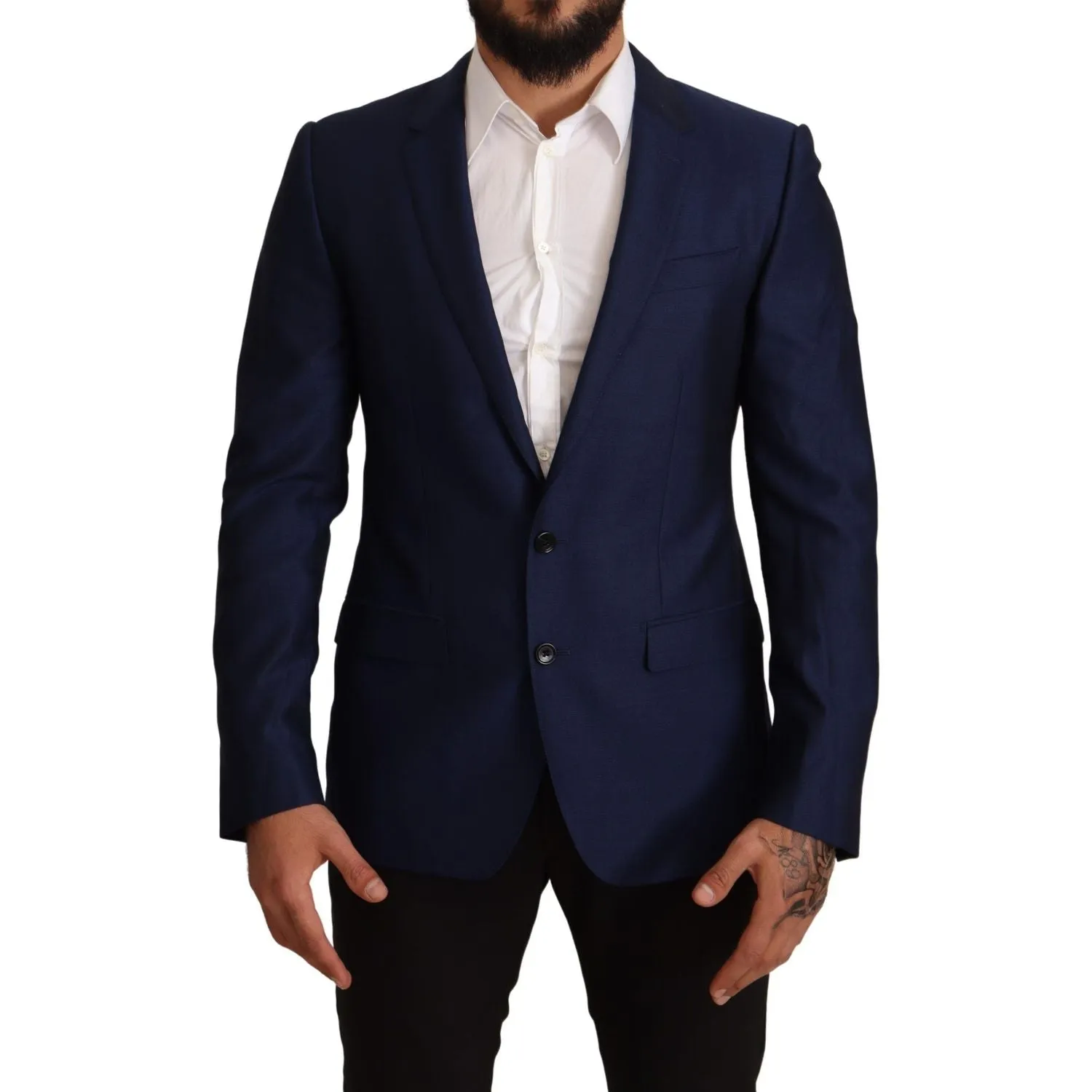 Dolce & Gabbana Navy Blue Virgin Wool Martini Blazer