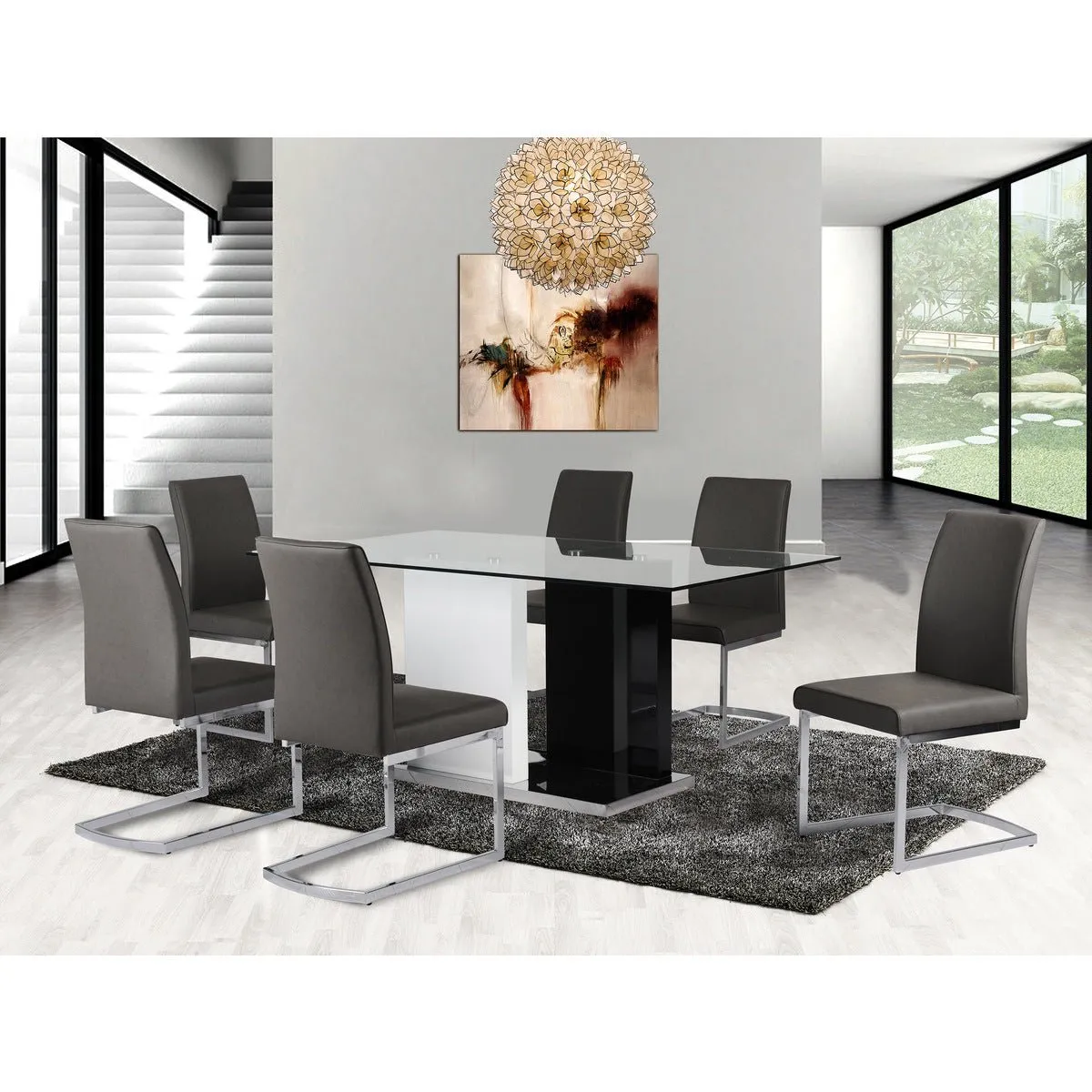 Dual-Tone Tempered Glass Dining Table