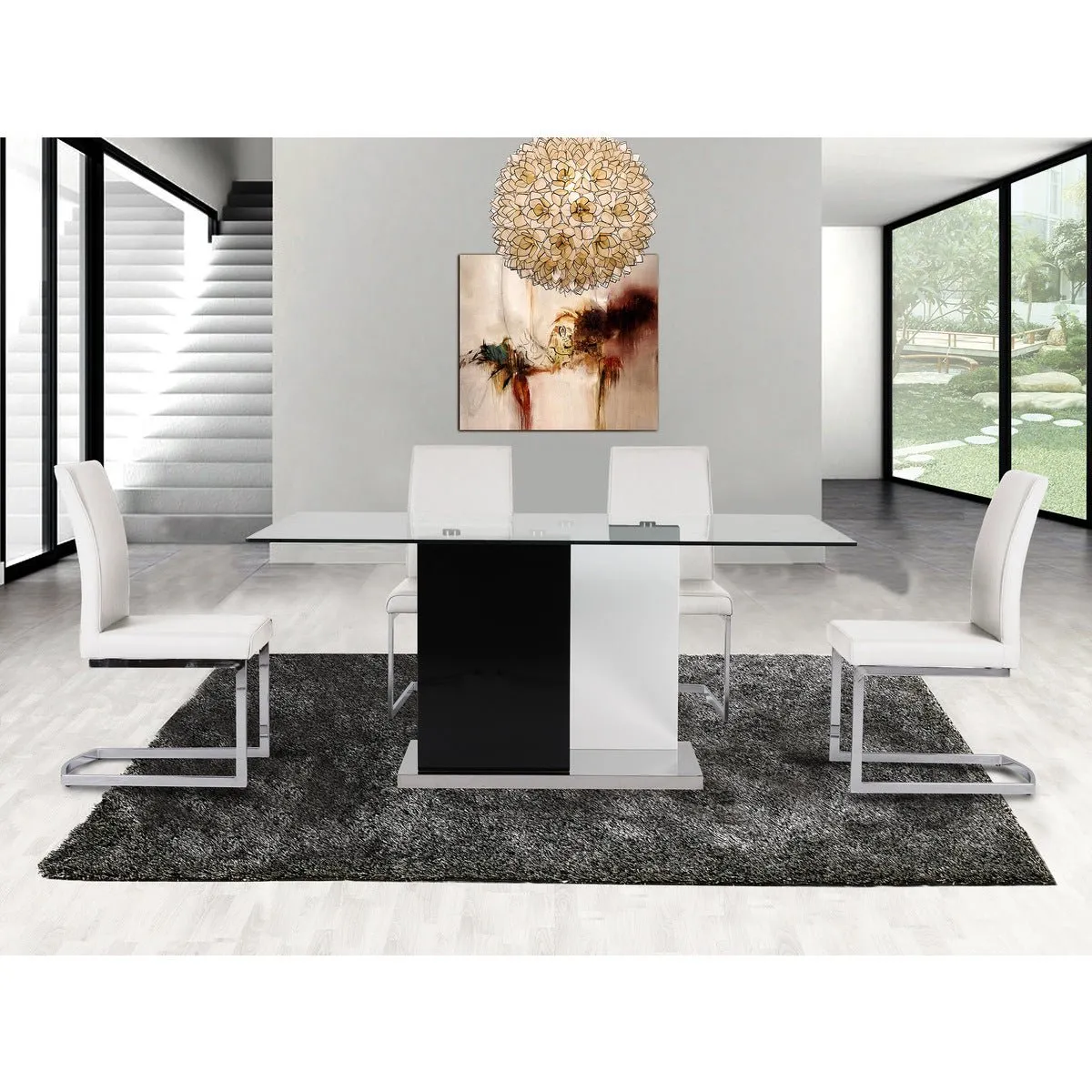 Dual-Tone Tempered Glass Dining Table