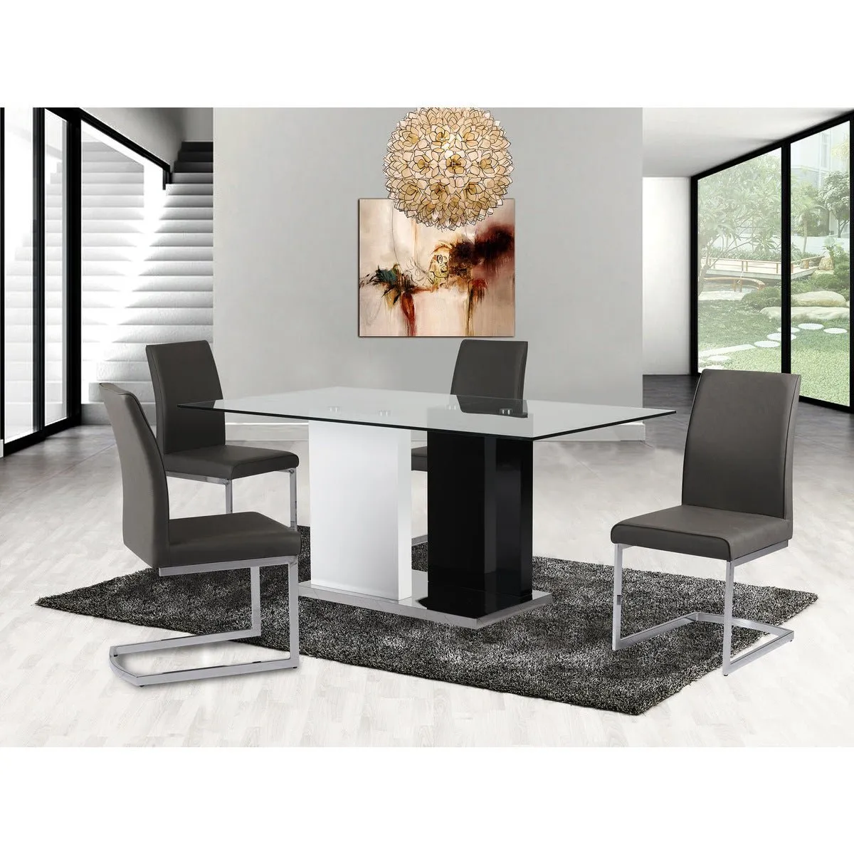 Dual-Tone Tempered Glass Dining Table