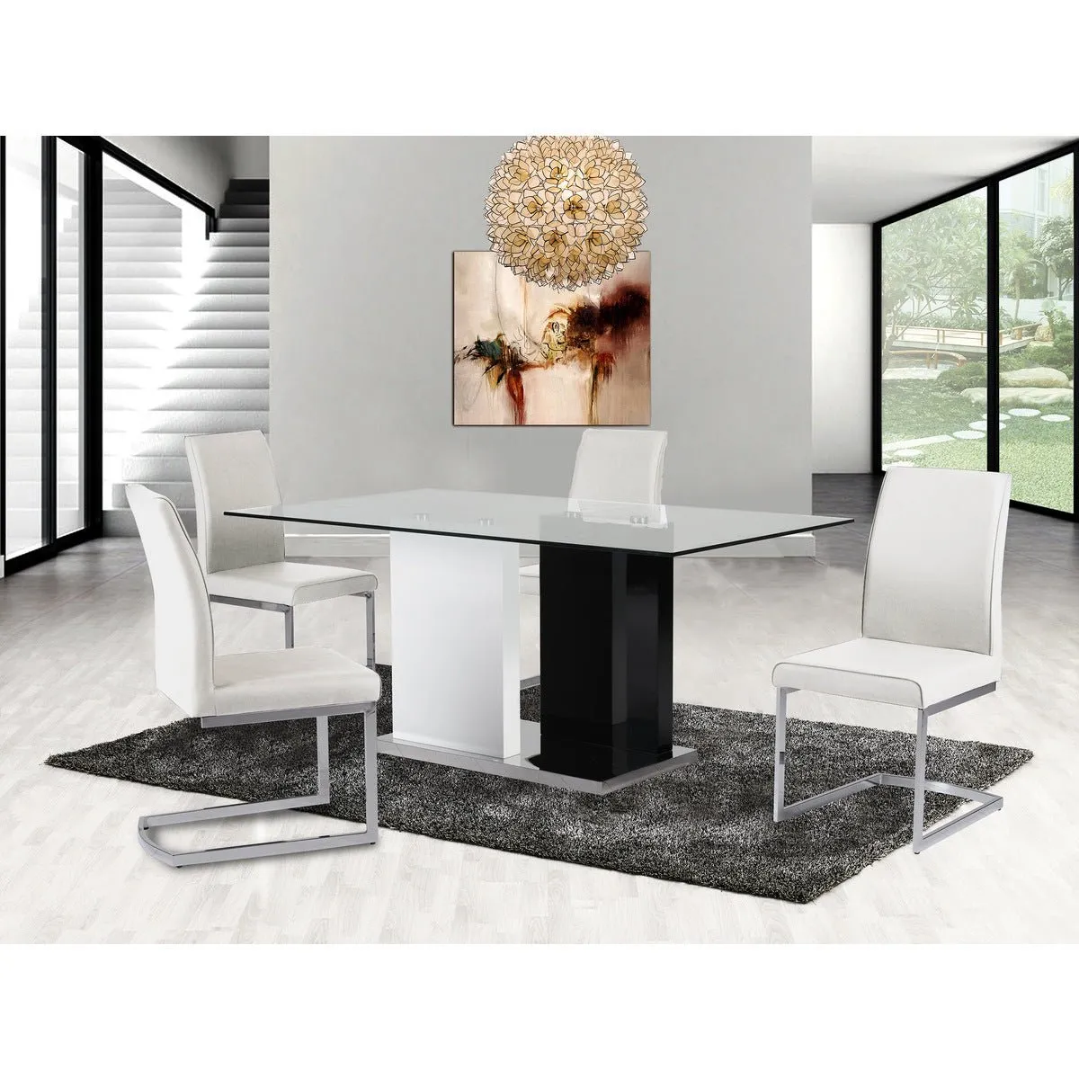 Dual-Tone Tempered Glass Dining Table