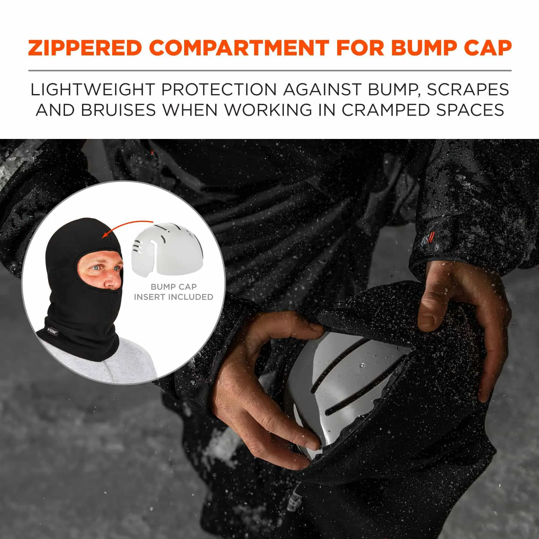 Ergodyne 16893 6893ZI  Black Balaclava   Bump Cap Insert