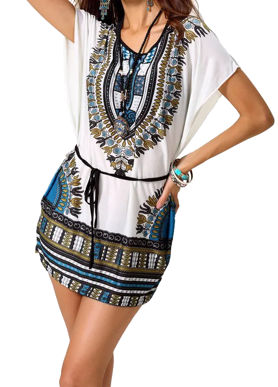 Ethnic Dashiki Floral Dress