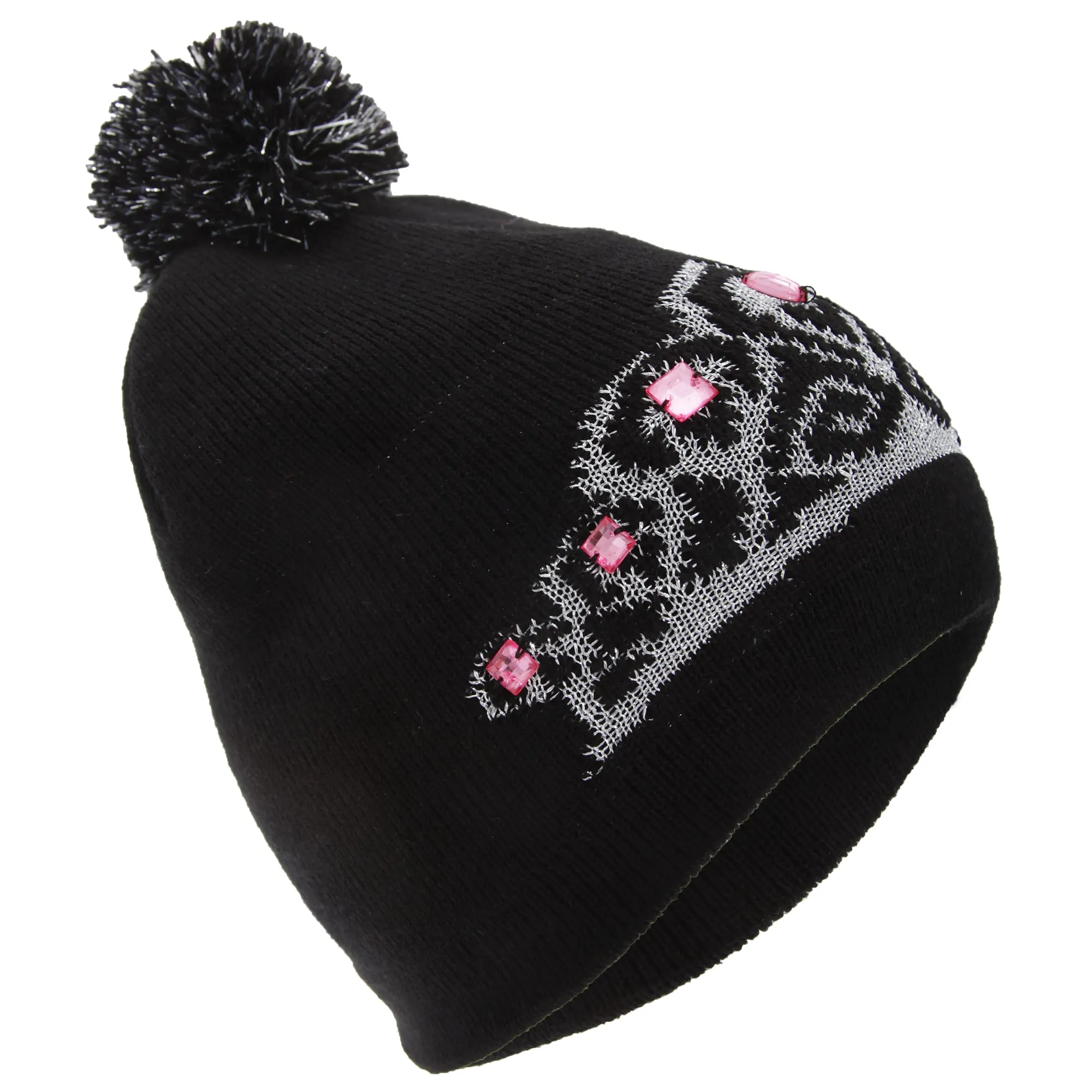 FLOSO Womens/Ladies Tiara Pattern Winter Beanie Bobble Hat