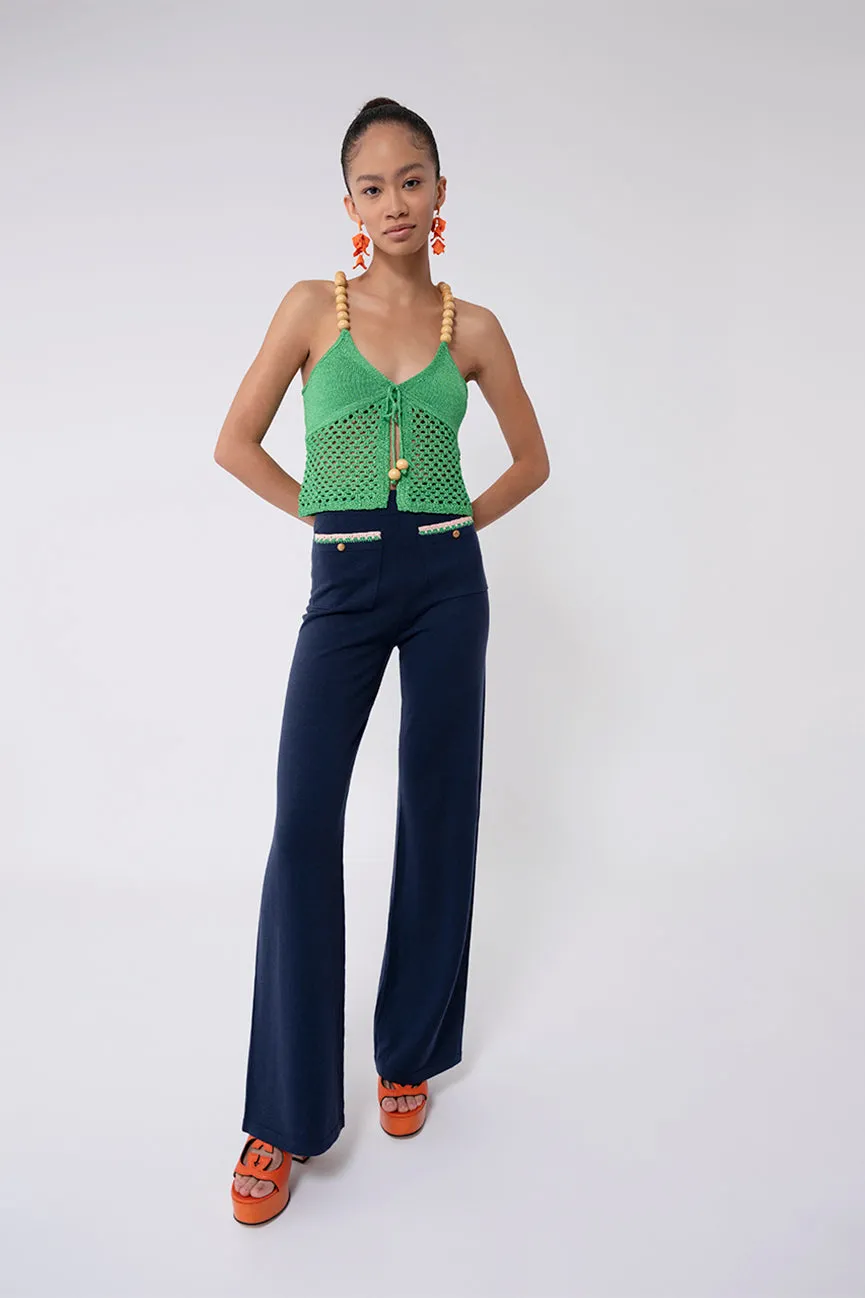 Green Raffia Beaded Camisole