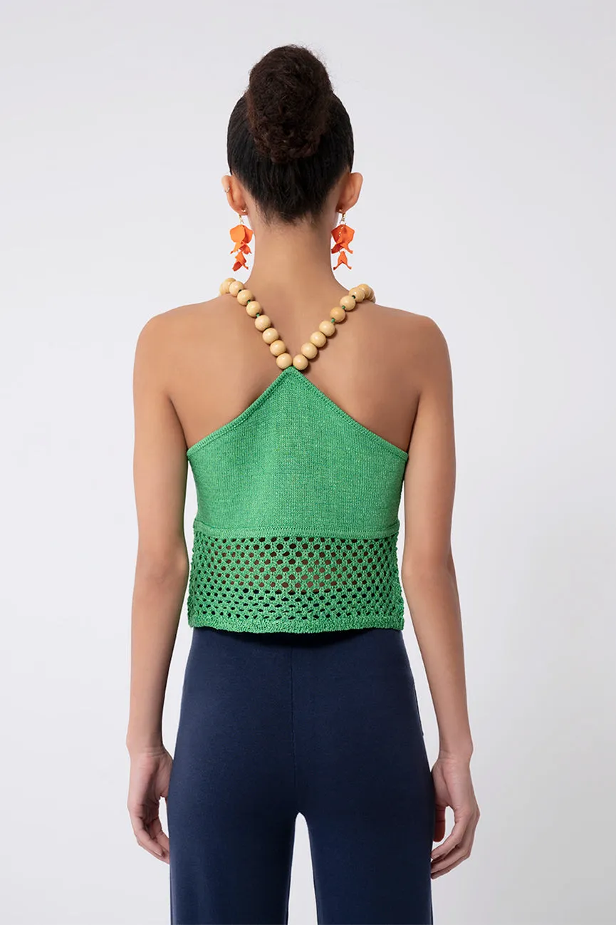 Green Raffia Beaded Camisole