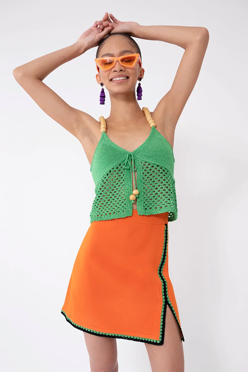 Green Raffia Beaded Camisole