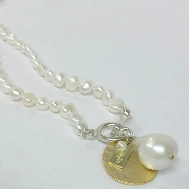 Haley Pearl Necklace | Nugget Pearls & Fireball Pendant | By Pearly Girls