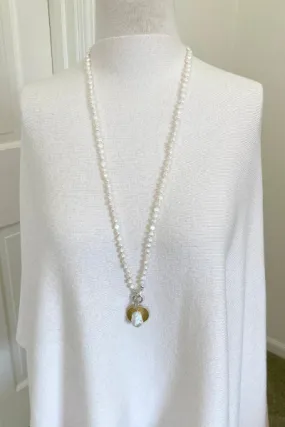 Haley Pearl Necklace | Nugget Pearls & Fireball Pendant | By Pearly Girls