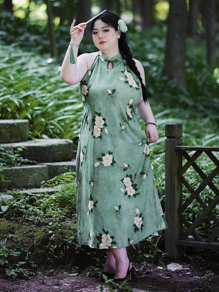 Halter Neck Floral Cheongsam Dress, Tina (Preorder)