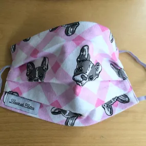 Handmade Cotton Flannel Face Mask - Pink Frenchie