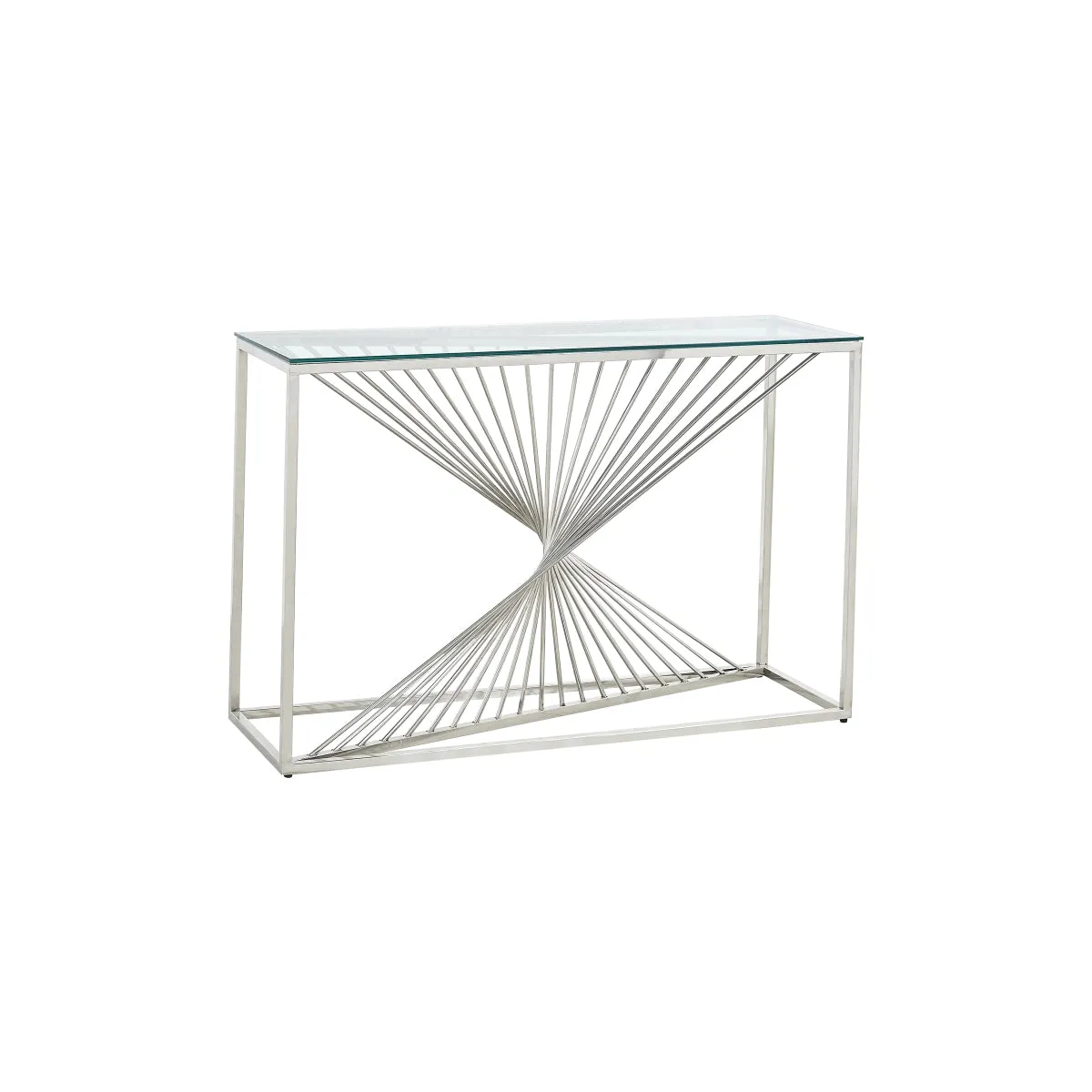 Helix Design Chrome & Glass Sofa Table