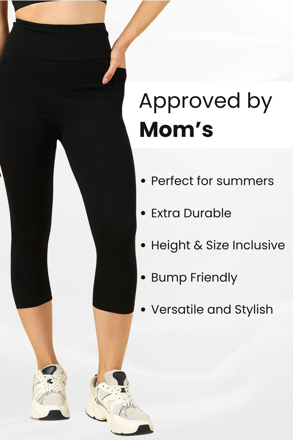 High Waist Black Mom Capri