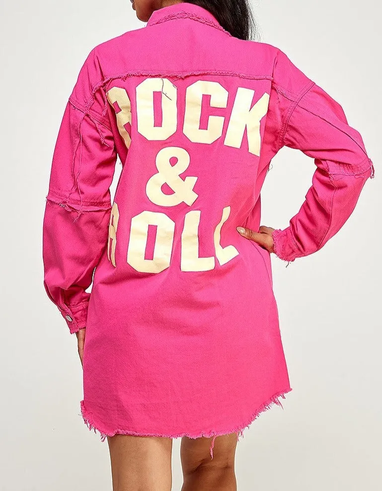 Hot Pink Denim Jacket Distressed