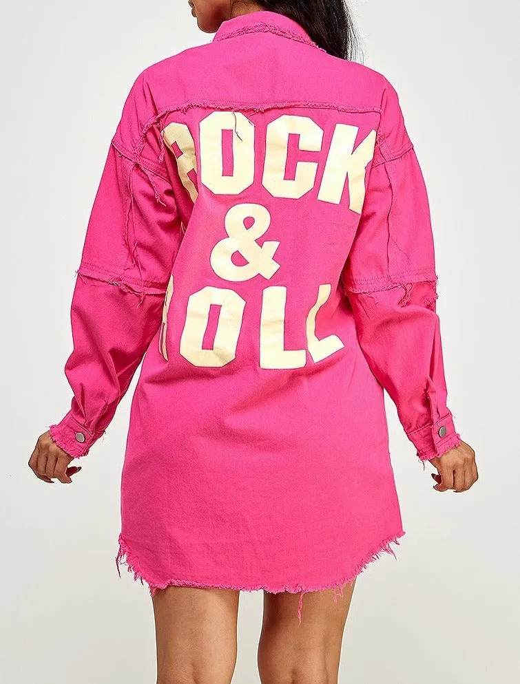 Hot Pink Denim Jacket Distressed