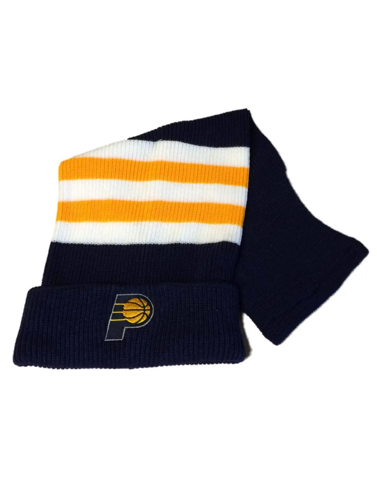 Indiana Pacers Adidas Navy Yellow White Stripes Cuffed Tube Sock Beanie Hat Cap