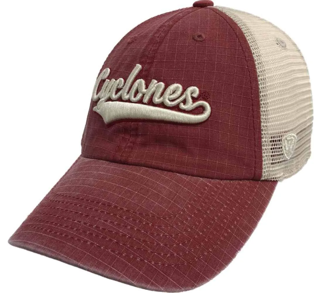 Iowa State Cyclones TOW Red "Raggs" Mesh Script Logo Snapback Slouch Hat Cap