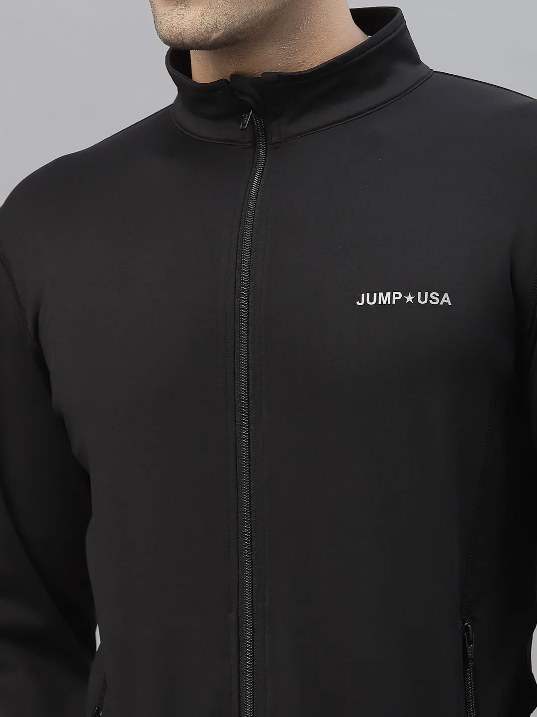 JUMP USA Training Men Black Rapid-Dry Solid Jackets